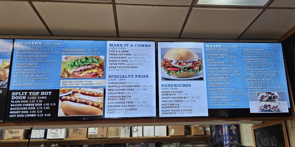 Restaurant menu with starters and chicken dishes.